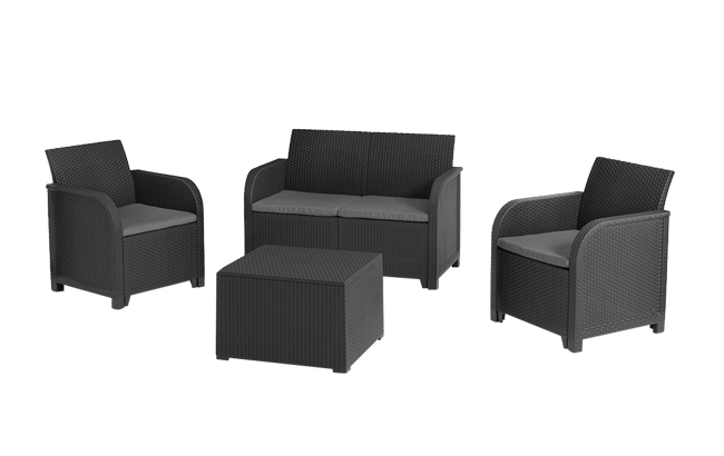 Rosalie 4 Seater Lounge Set with Storage Table - Grey